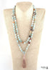 Boho Necklace, RH Amazonite, Tassel Blue Green Natural Stone